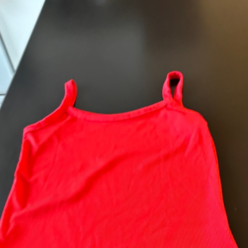 Women's Red Ribbed Camisole Tank Top